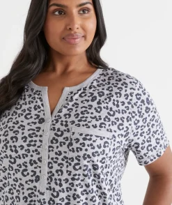 Animal Print Short Sleeve Nightie