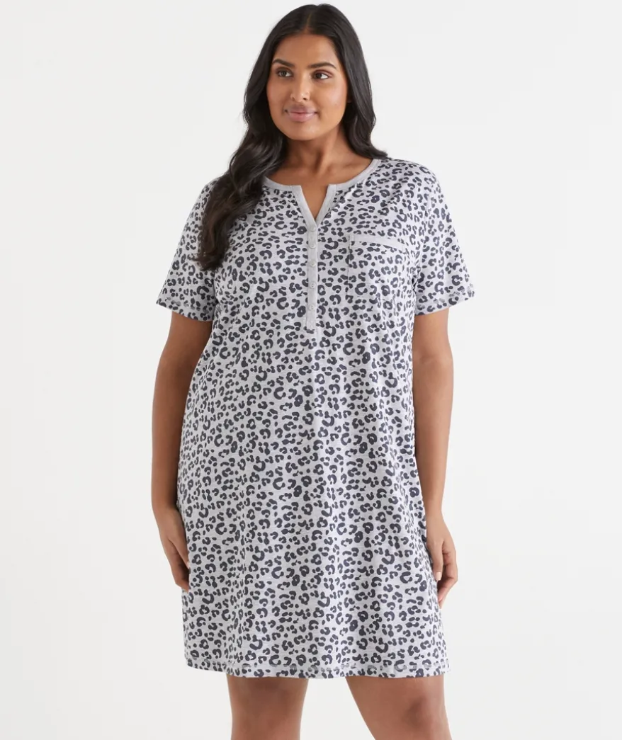 Animal Print Short Sleeve Nightie