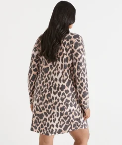 Brushed Animal Print Long Sleeve Nightie