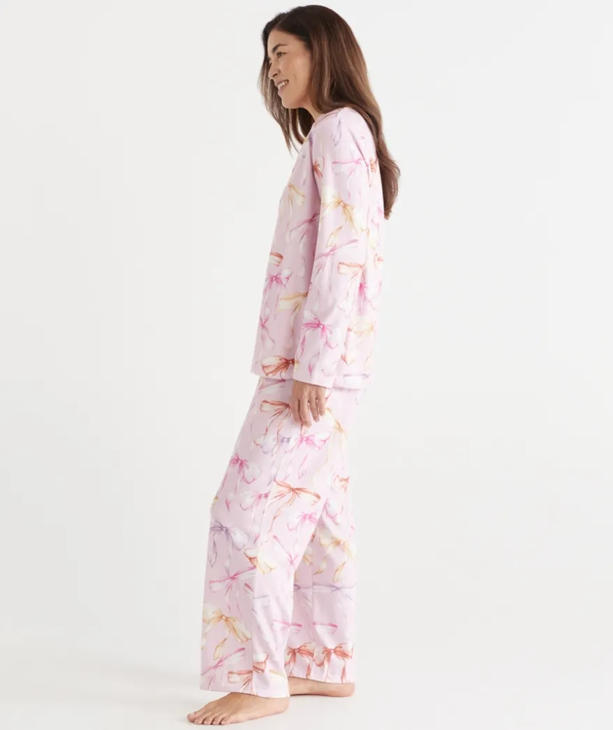 Brushed Bow Print Novelty Pyjama Set