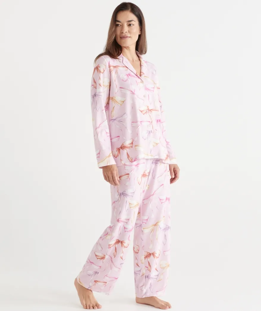 Brushed Bow Print Novelty Pyjama Set