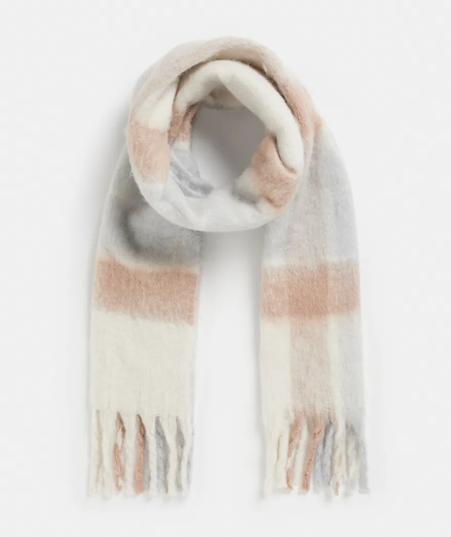 Brushed Check Scarf - Neutral