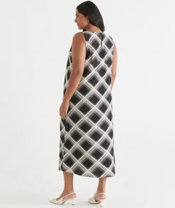 Check Print Column Dress