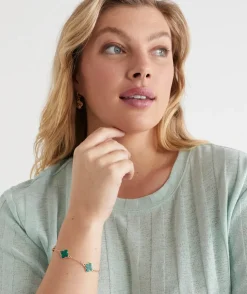 Clover Chain Bracelet - Green/Gold