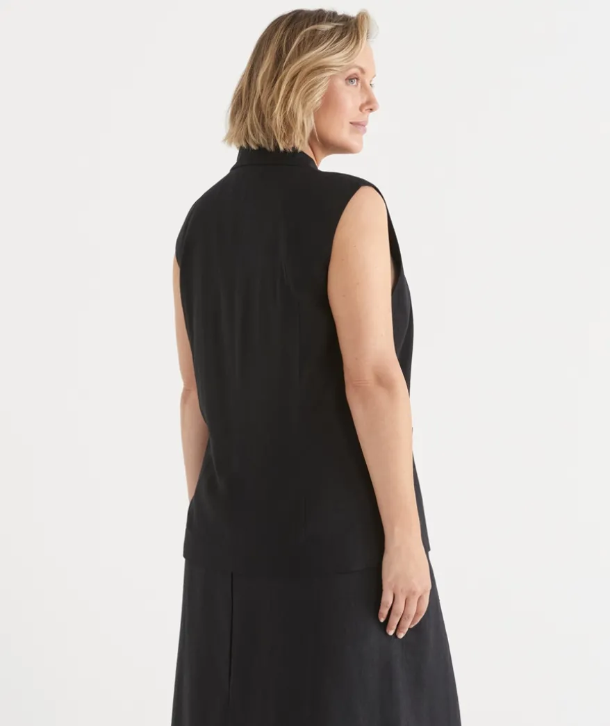 Collared Longline Vest - Black