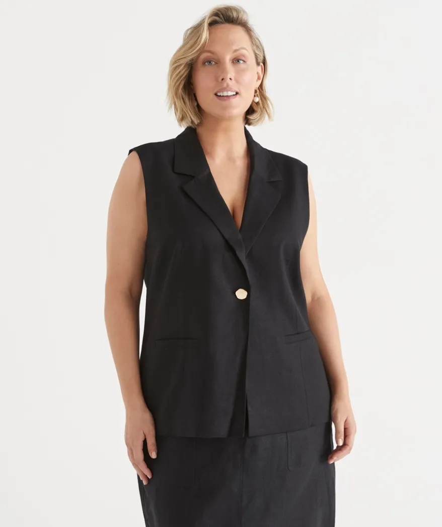 Collared Longline Vest - Black