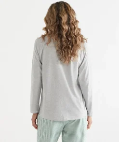 Contrast Long Sleeve Pyjama Top