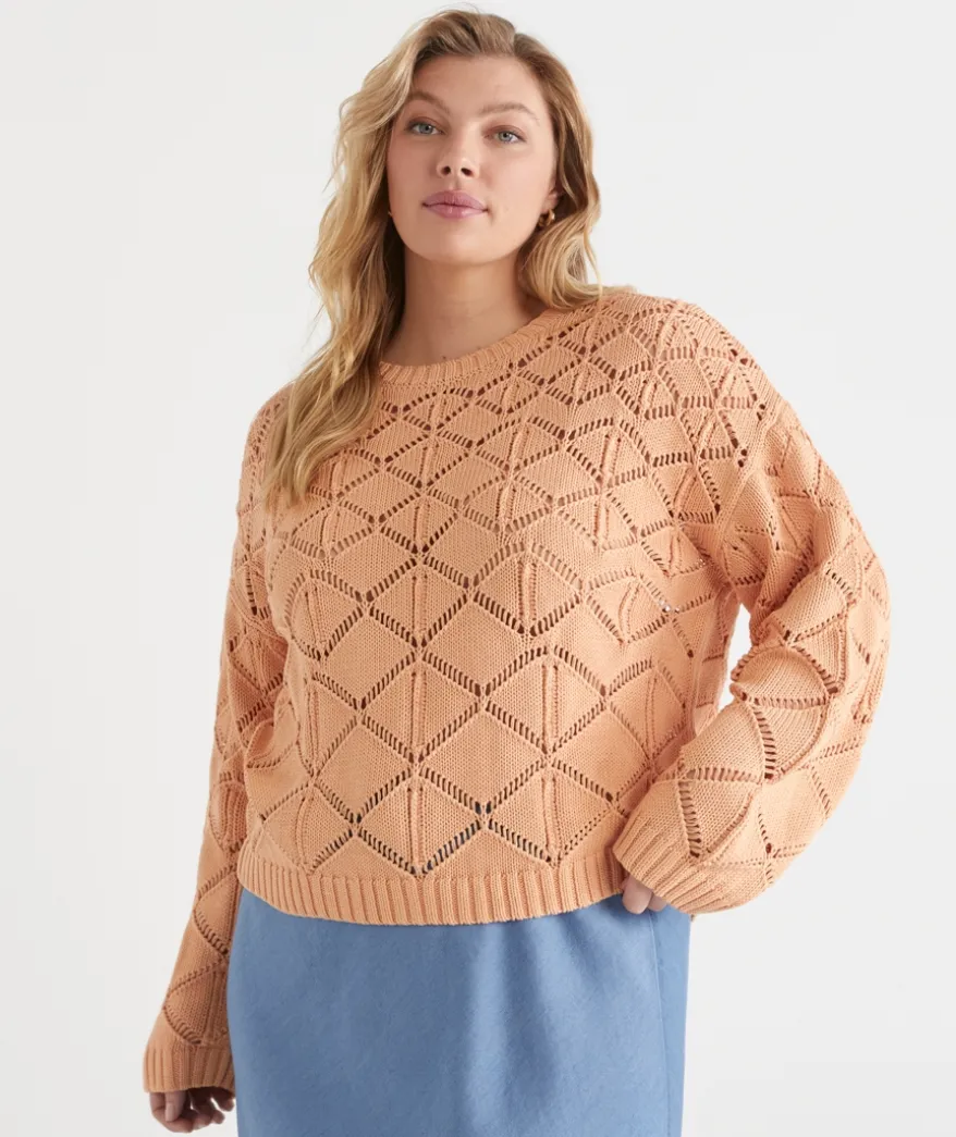 Diamond Knit Jumper - Melon