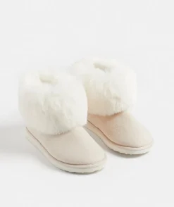 Faux Fur Trim Slipper Boots