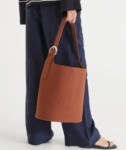 Faux Suede Bucket Bag - Tan