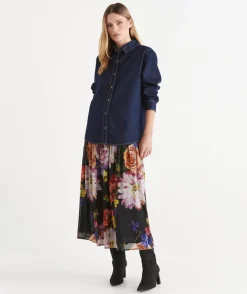 Floral Bloom Gathered Midi Skirt