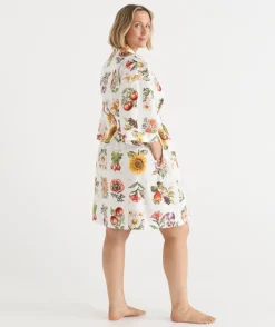 Floral Garden Stamp Print Robe