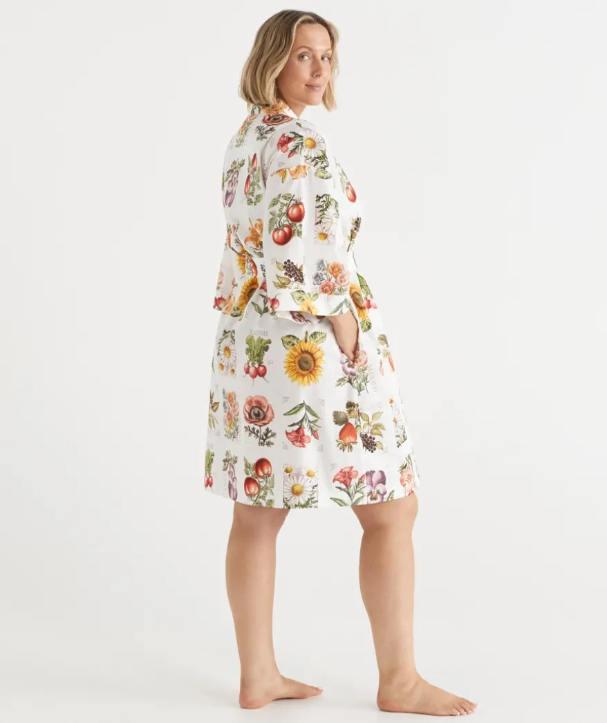 Floral Garden Stamp Print Robe