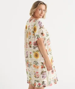 Garden Stamp Print Short Sleeve Nightie