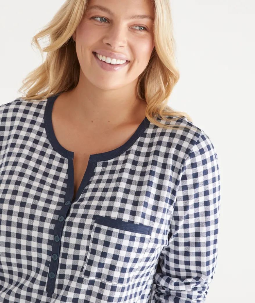 Gingham Long Sleeve Nightie