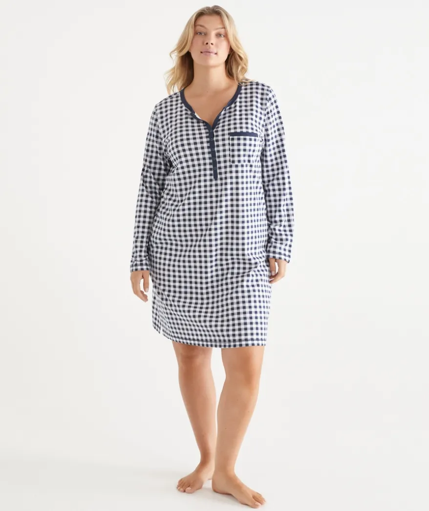 Gingham Long Sleeve Nightie