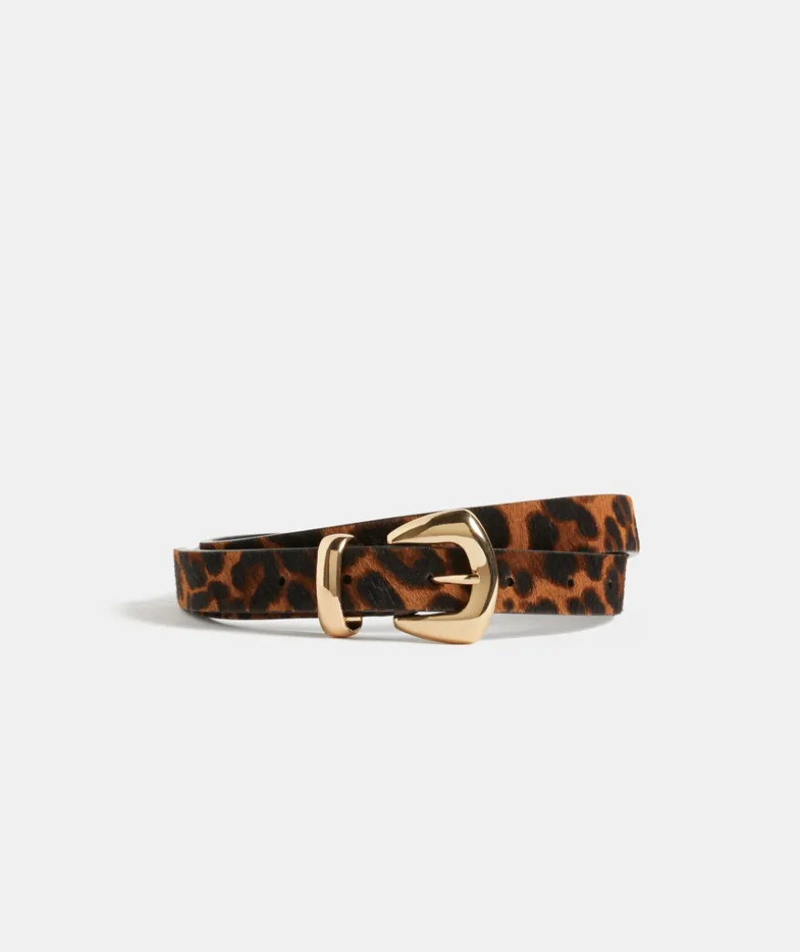 Gold Buckel Animal Leather Belt