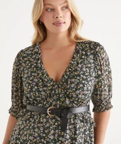 Gold Buckle Black Leather Belt