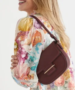 Gold Buckle Crossbody Bag - Crimson