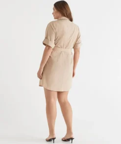 Gold Button Shirt Dress