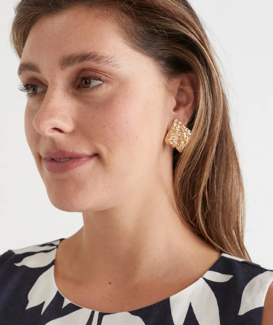 Gold Diamond Shaped Stud Earring