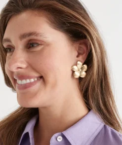 Gold Stud Flower Earring