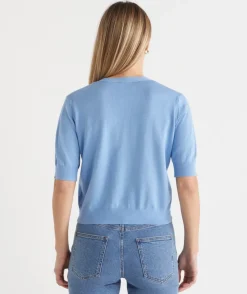 Knit Short Sleeve V Neck Cardigan