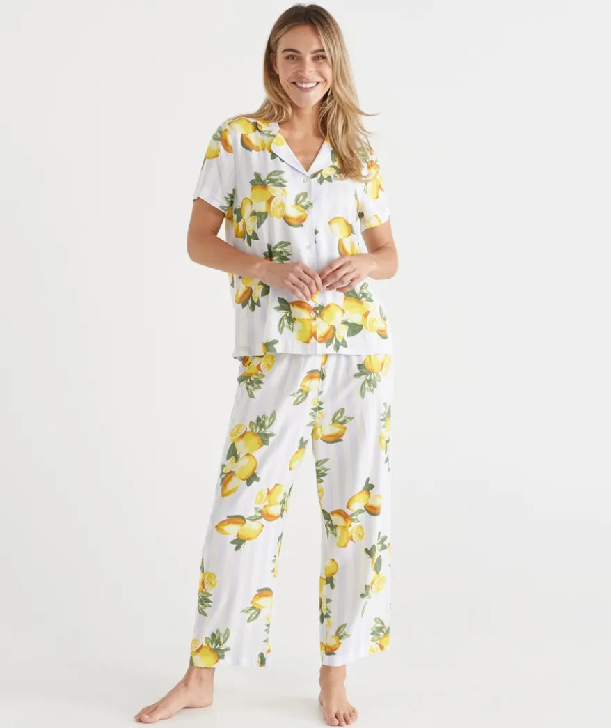 Lemon Print Short Sleeve Novelty Pyjama Set