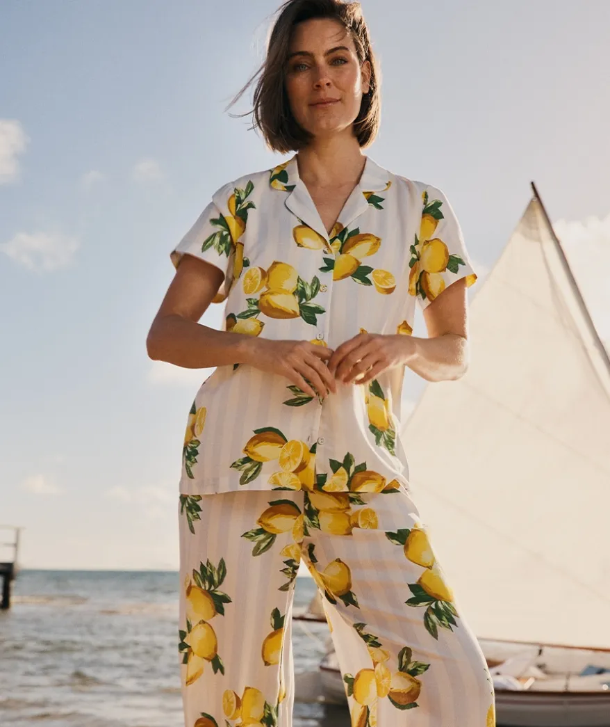 Lemon Print Short Sleeve Novelty Pyjama Set
