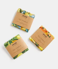 Lemon Print Tea Towel Set - Blue