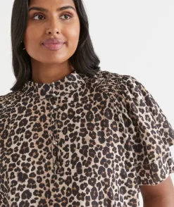 Leopard Print Flutter Sleeve Top
