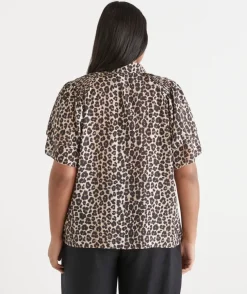 Leopard Print Flutter Sleeve Top