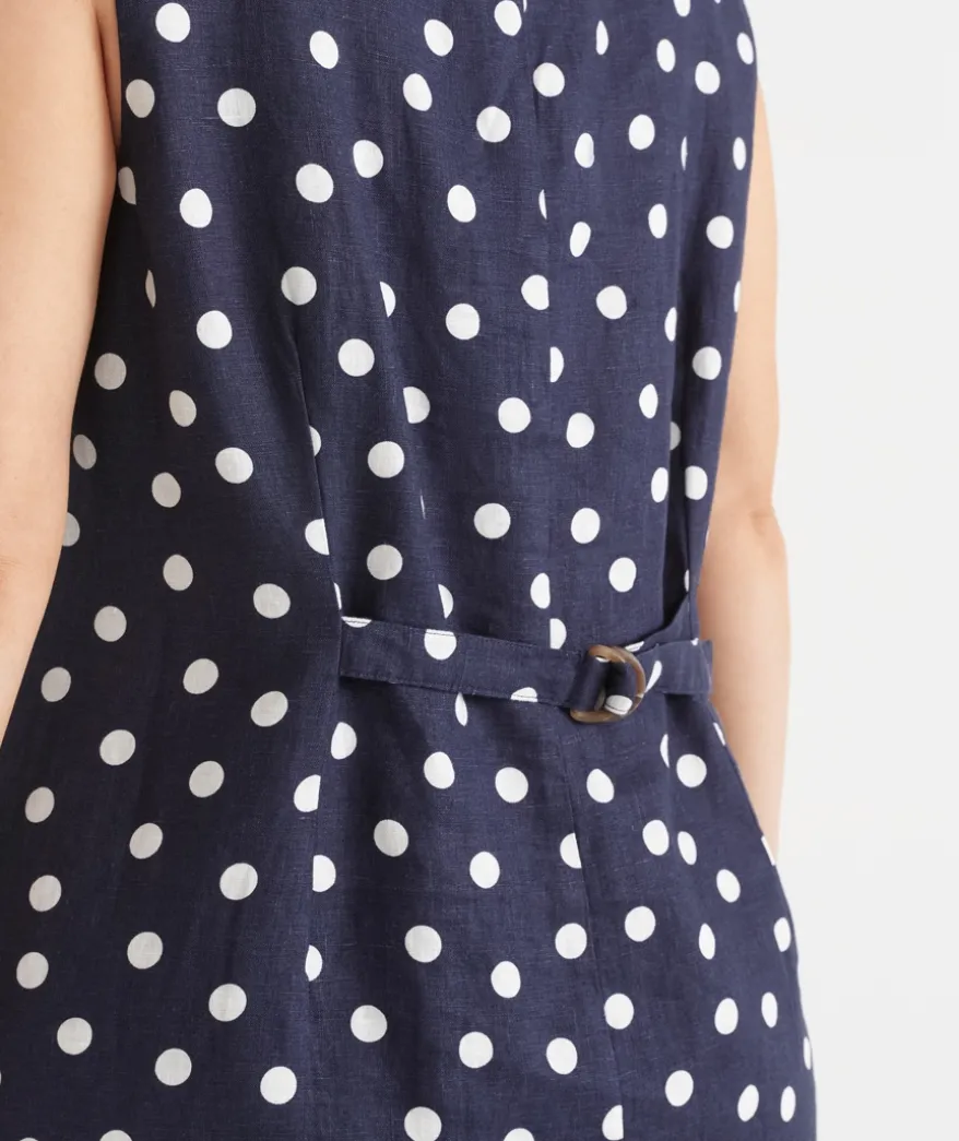 Linen Polka Dot Sleeveless Dress