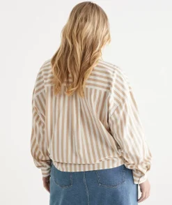 Long Sleeve Front Knot Stripe Shirt