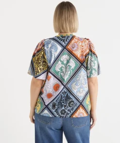 Mosaic Print Short Sleeve Top