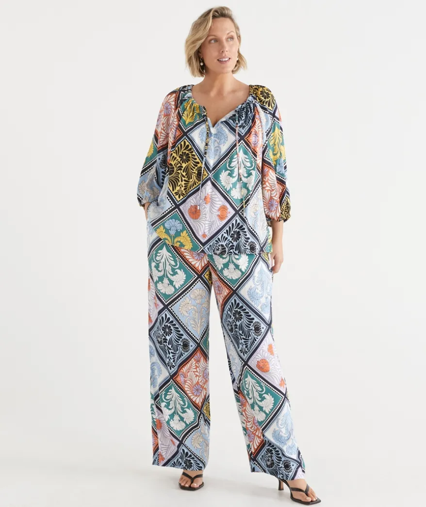 Mosaic Print Wide Leg Pant