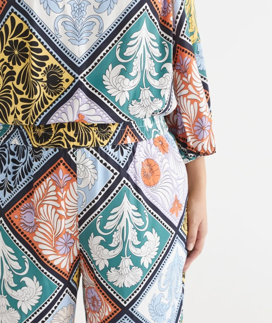 Mosaic Print Wide Leg Pant