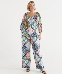Mosaic Print Wide Leg Pant
