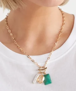 Multi Stone Gold Chain Necklace