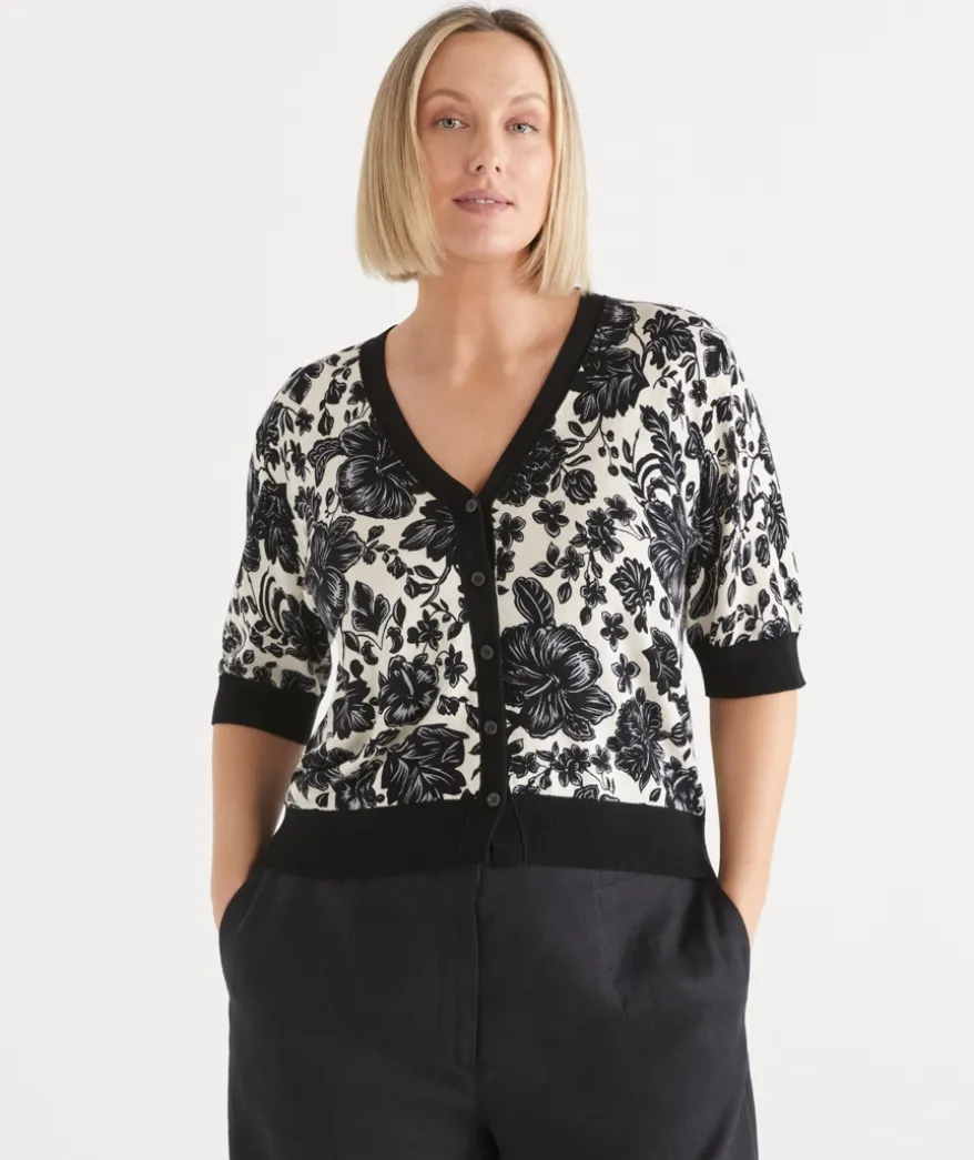 Noir Bloom Short Sleeve Cardigan