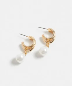 Pearl Drop Hoop Earring
