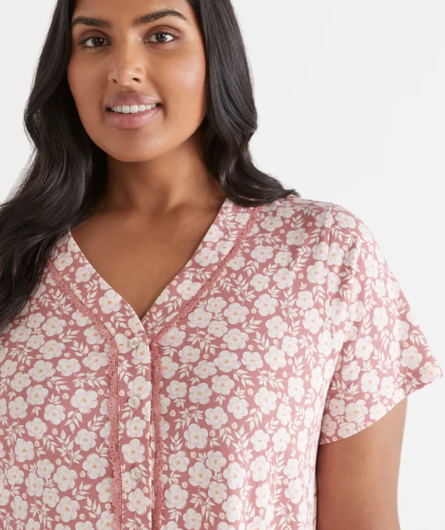 Petal Print Short Sleeve Nightie