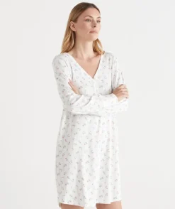 Pointelle Ditsy Long Sleeve Nightie