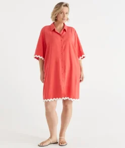 Ric Rac Short Sleeve Shirt Dress