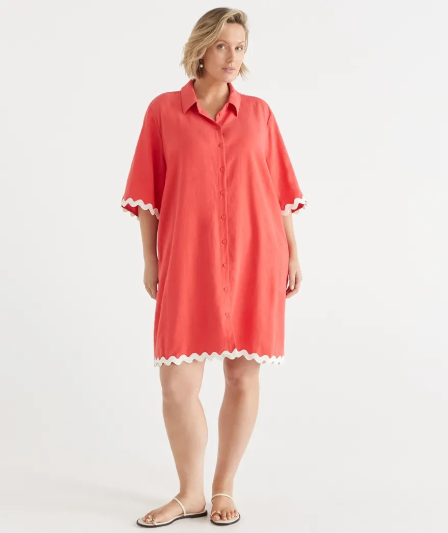 Ric Rac Short Sleeve Shirt Dress