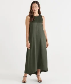 Satin Sleeveless Column Maxi Dress