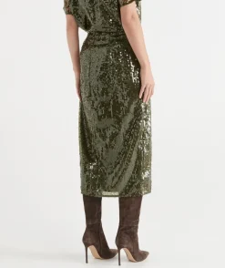 Sequin Column Midi Skirt