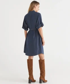 Short Sleeve Belted Shirt Dress