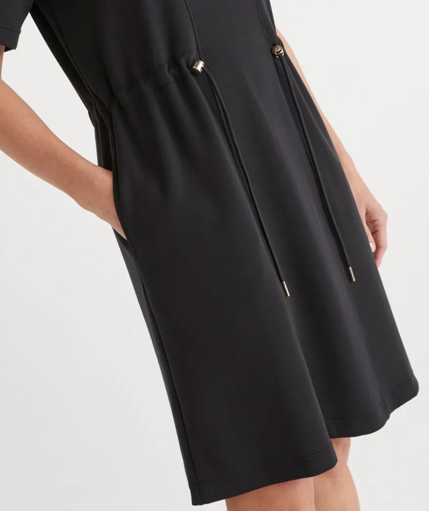 Short Sleeve Stretch Jersey Dress - Black
