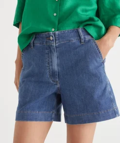 Slant Pocket Denim Short - Mid Wash